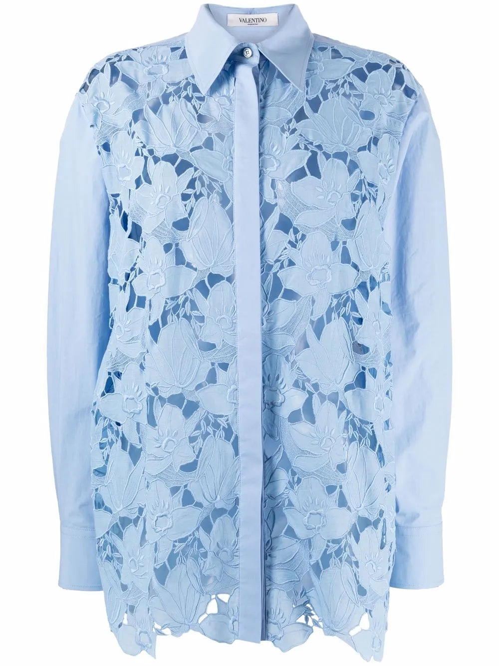Valentino Garavani Long-Sleeve Lace Shirt 40 Lilac