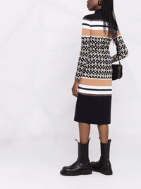 Valentino Garavani Logo-Pattern Striped Dress