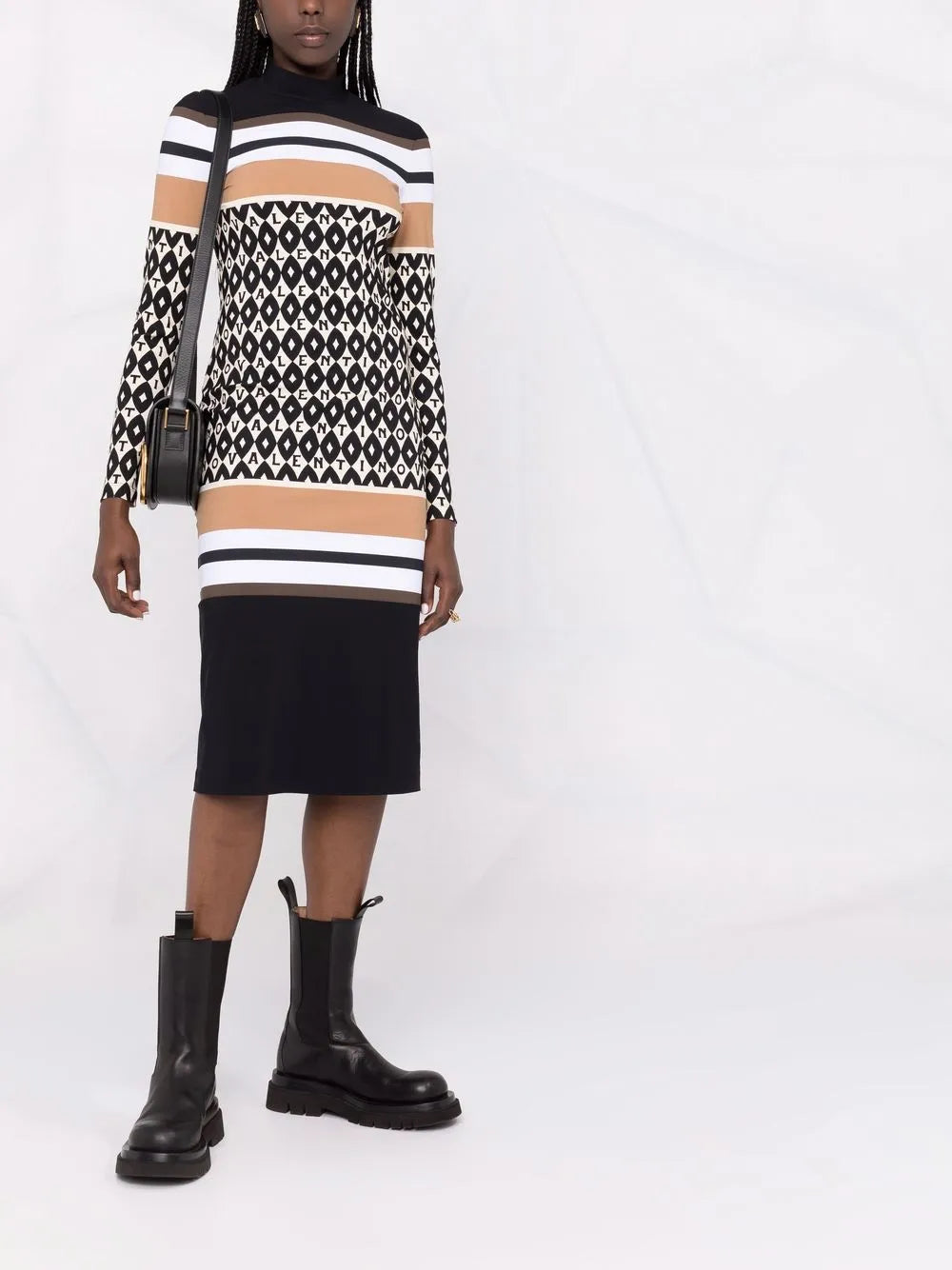 Valentino Garavani Logo-Pattern Striped Dress