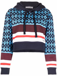Valentino Garavani Logo-Print Striped Hoodie Regular 10 (M) Celeste,Blue