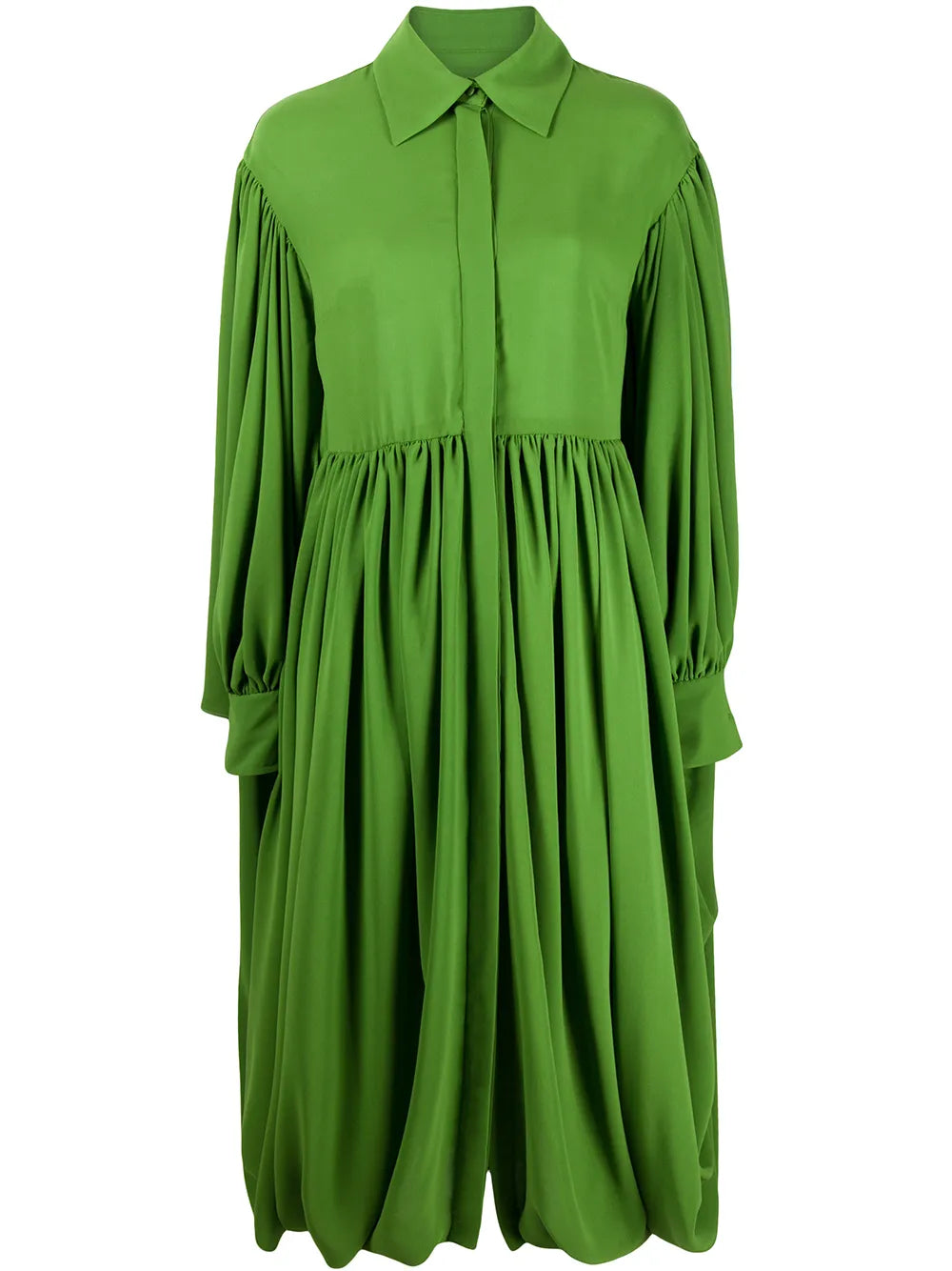 Valentino Garavani Gathered Hem Pleated Shirt Dress