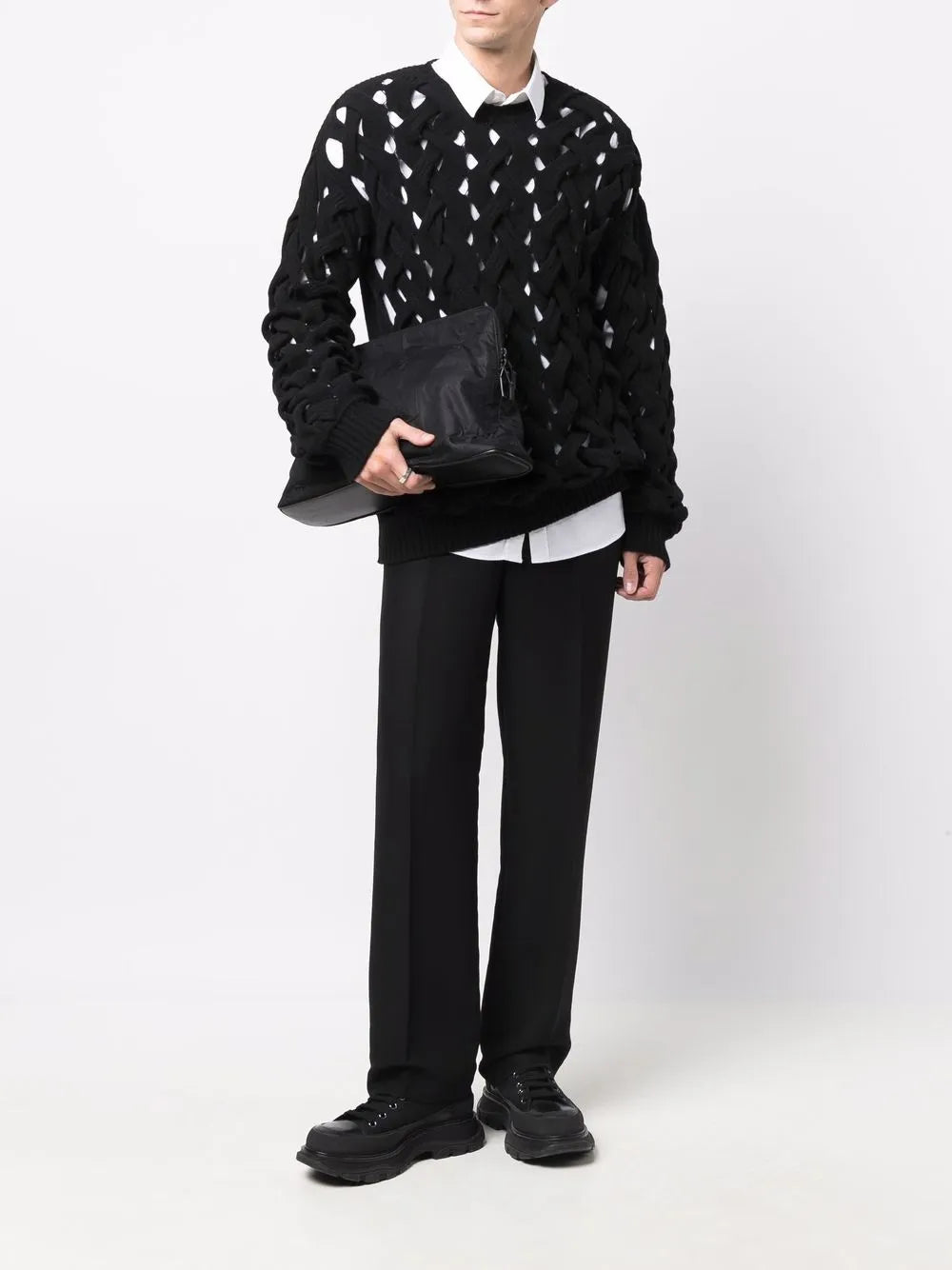 Valentino Garavani Woven Knitted Crew-Neck Jumper