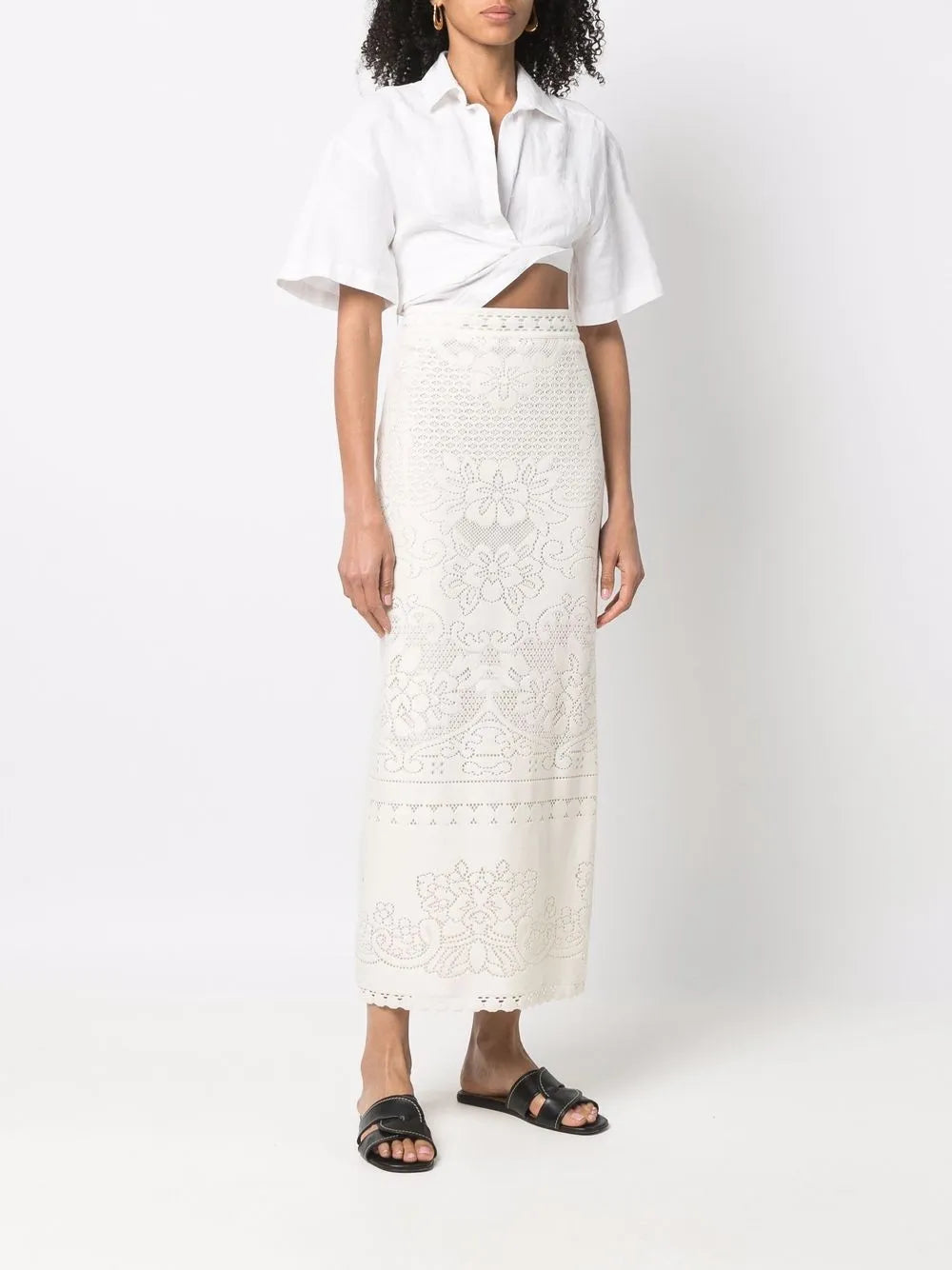 Valentino Garavani High-Waisted Heavy Lace Skirt