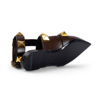 Valentino Garavani Valentino Roman Stud Leather Ankle Strap Flat