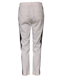 Dolce & Gabbana White Wool Mid Waist Tapered Trouser Women's Pants