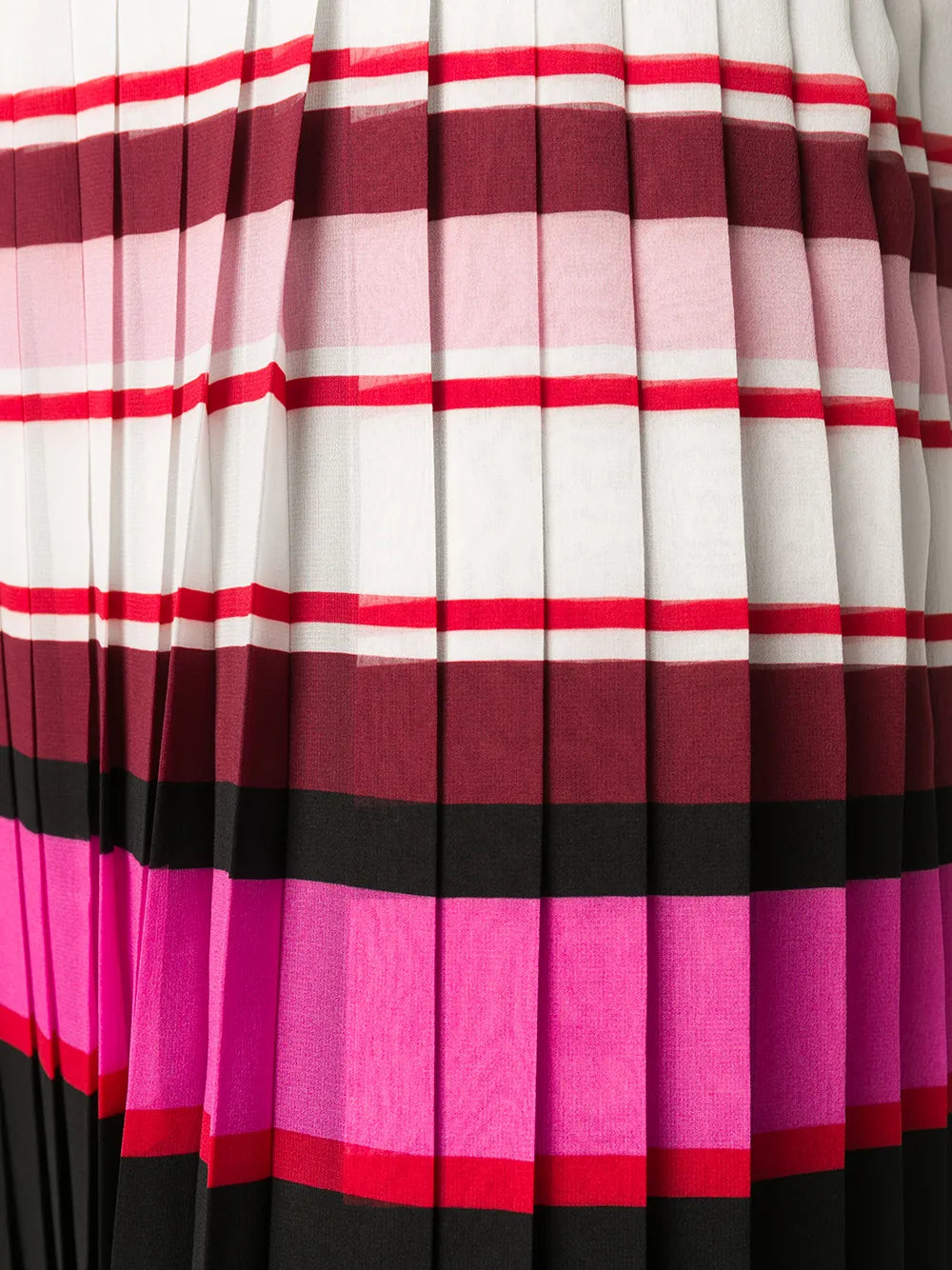 Valentino Garavani Striped Pleated Silk Skirt 44 Red,Multicolor