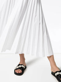 Valentino Garavani Pleated Cotton-Blend Poplin Dress 40 White