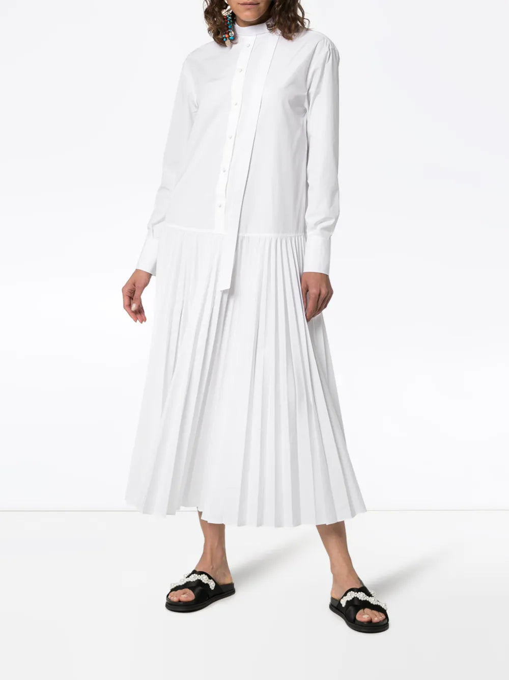 Valentino Garavani Pleated Cotton-Blend Poplin Dress