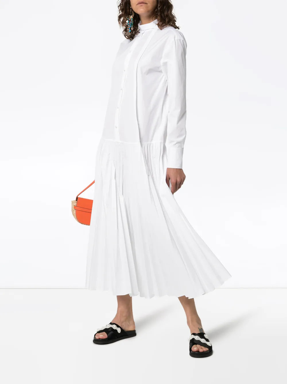 Valentino Garavani Pleated Cotton-Blend Poplin Dress