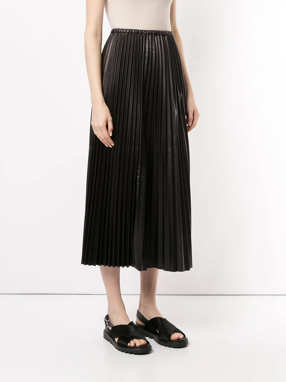 Valentino Garavani Pleated Leather Skirt