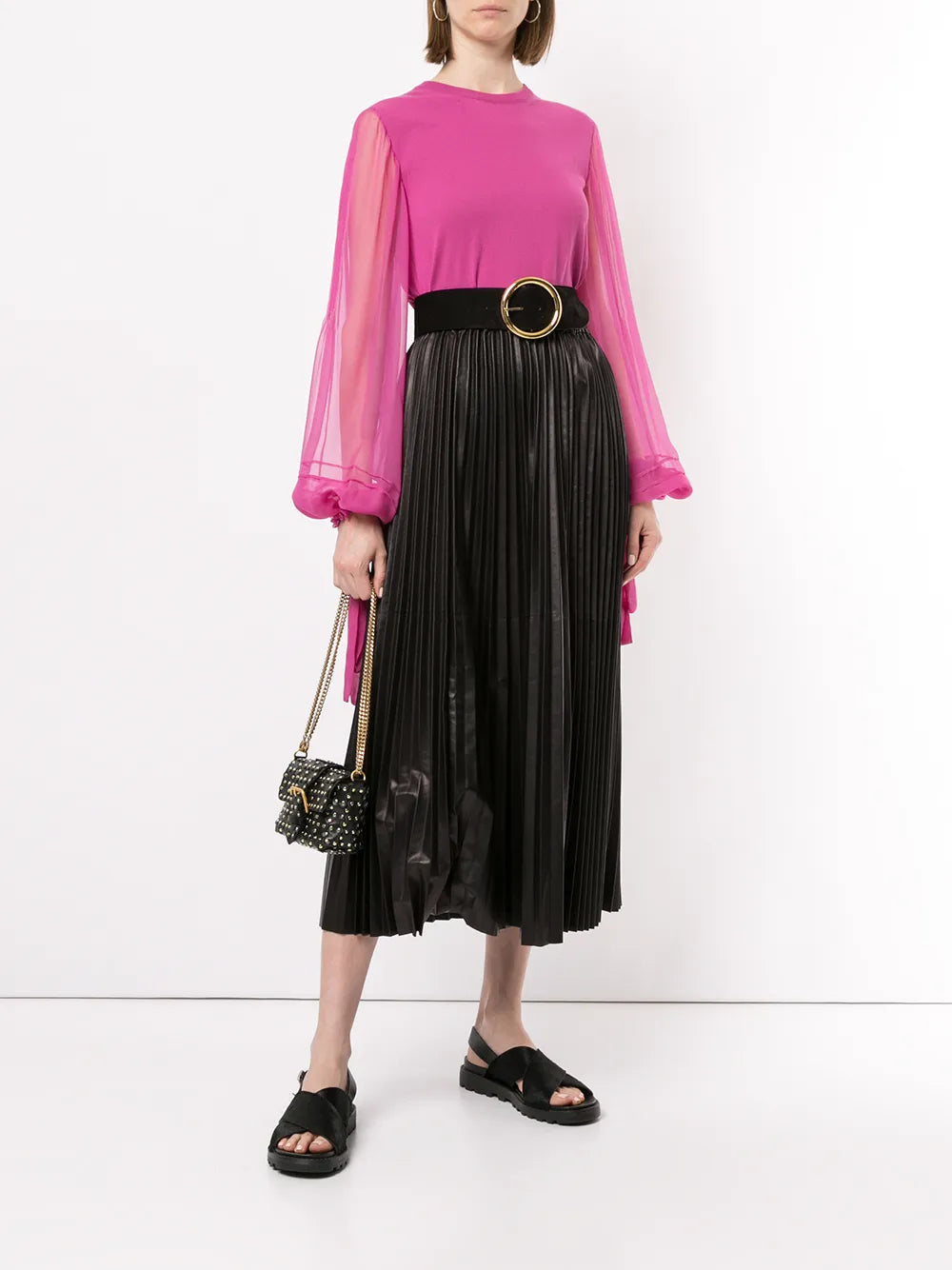 Valentino Garavani Pleated Leather Skirt