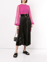 Valentino Garavani Pleated Leather Skirt