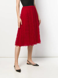 Valentino Garavani Pleated Chantilly Lace Skirt