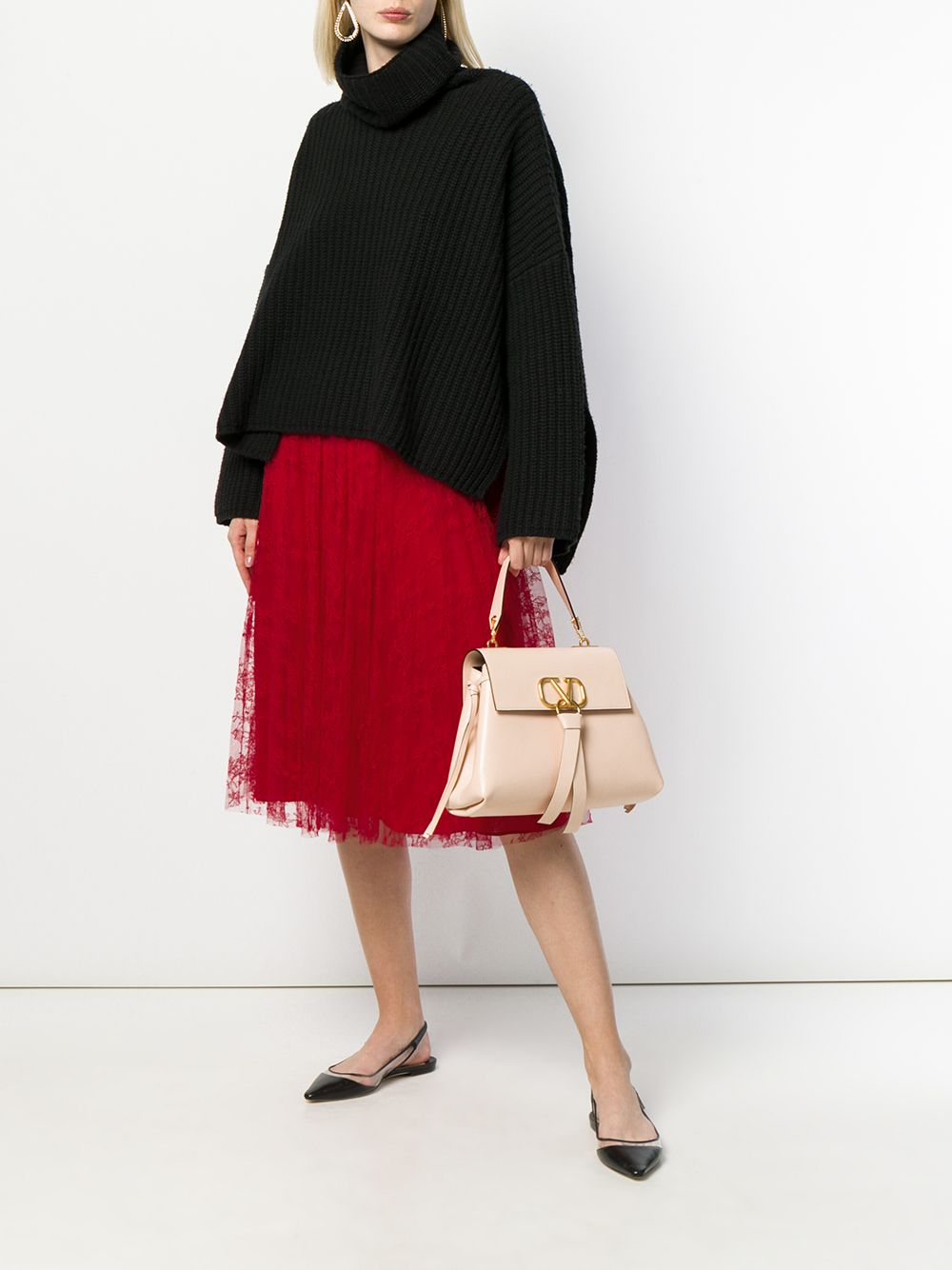 Valentino Garavani Pleated Chantilly Lace Skirt
