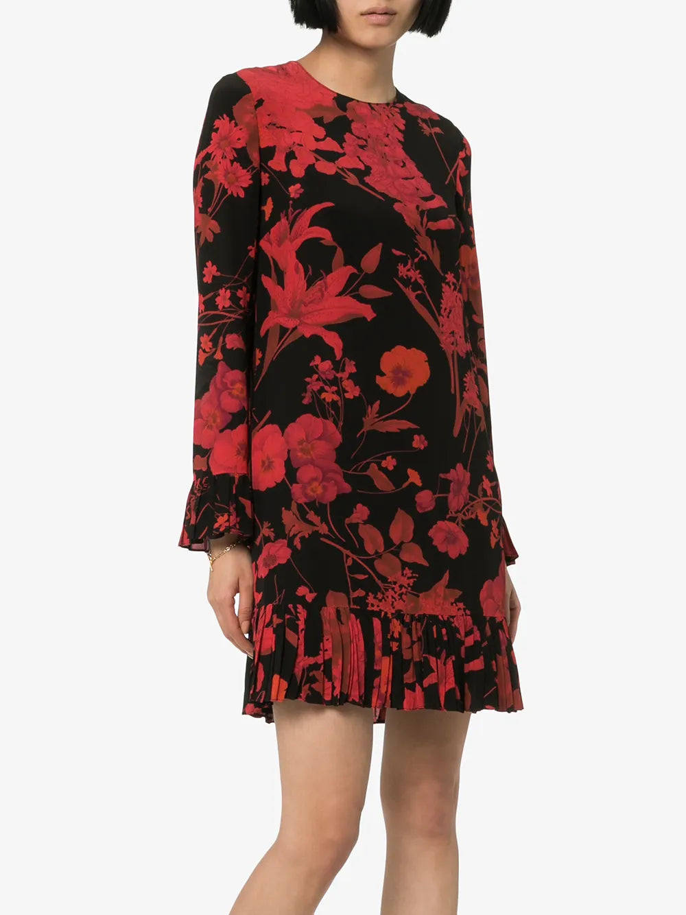 Valentino Garavani Floral Print Long-Sleeve Minidress