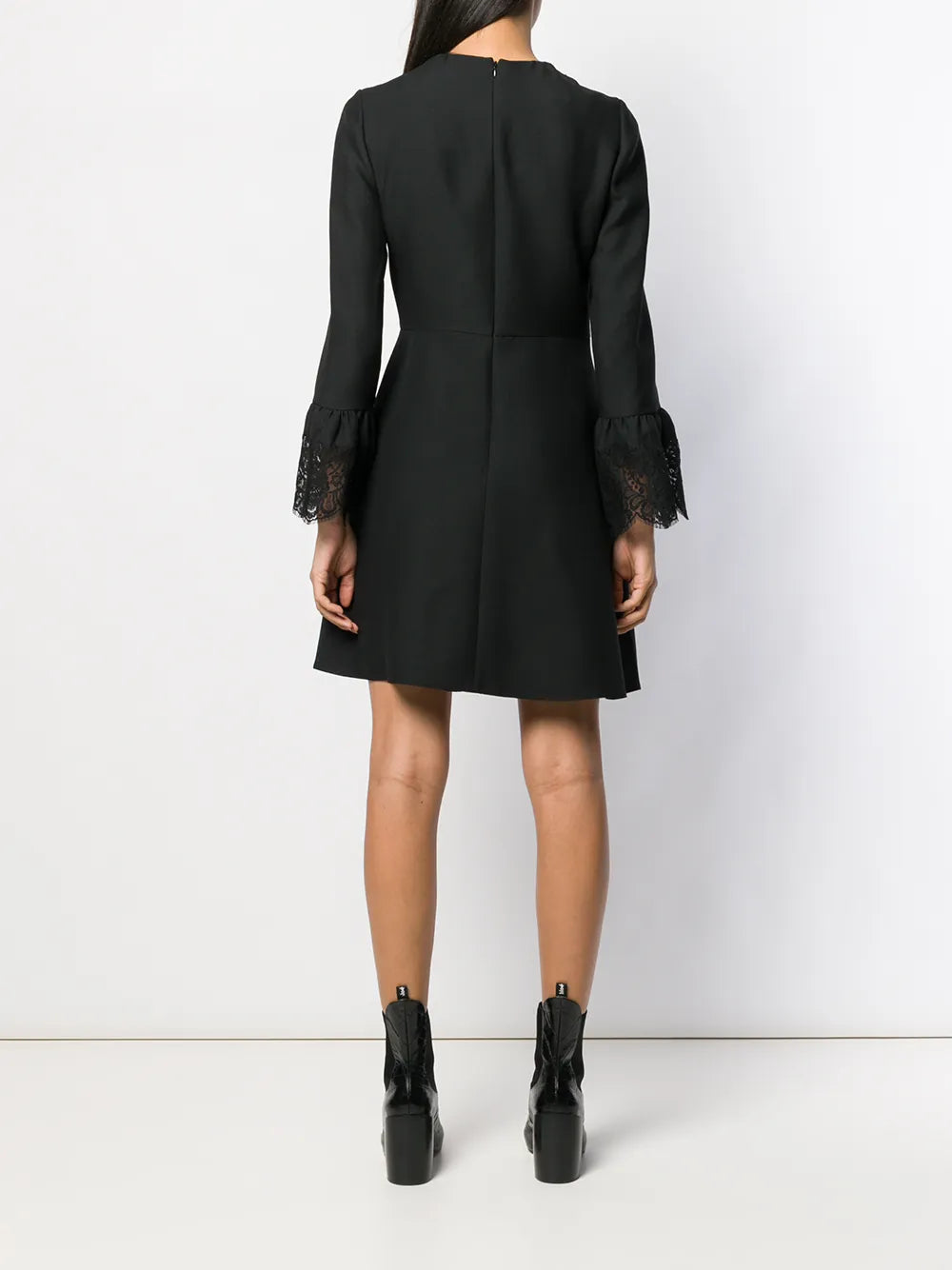 Valentino Garavani Lace Insert Mini Dress, 44 / Black