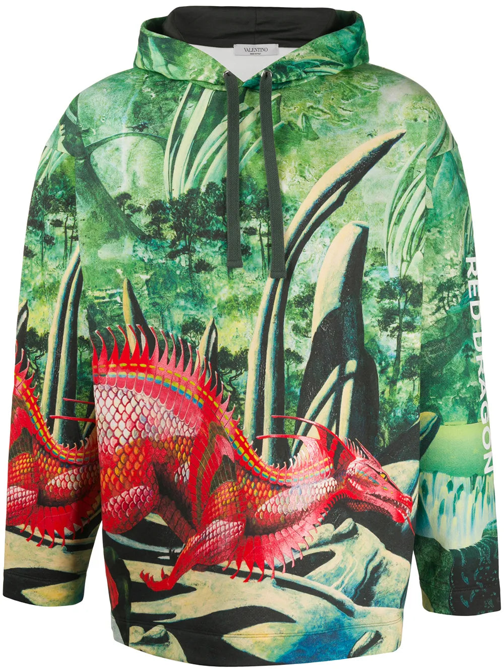 Valentino Garavani Red Dragon Print Hoodie