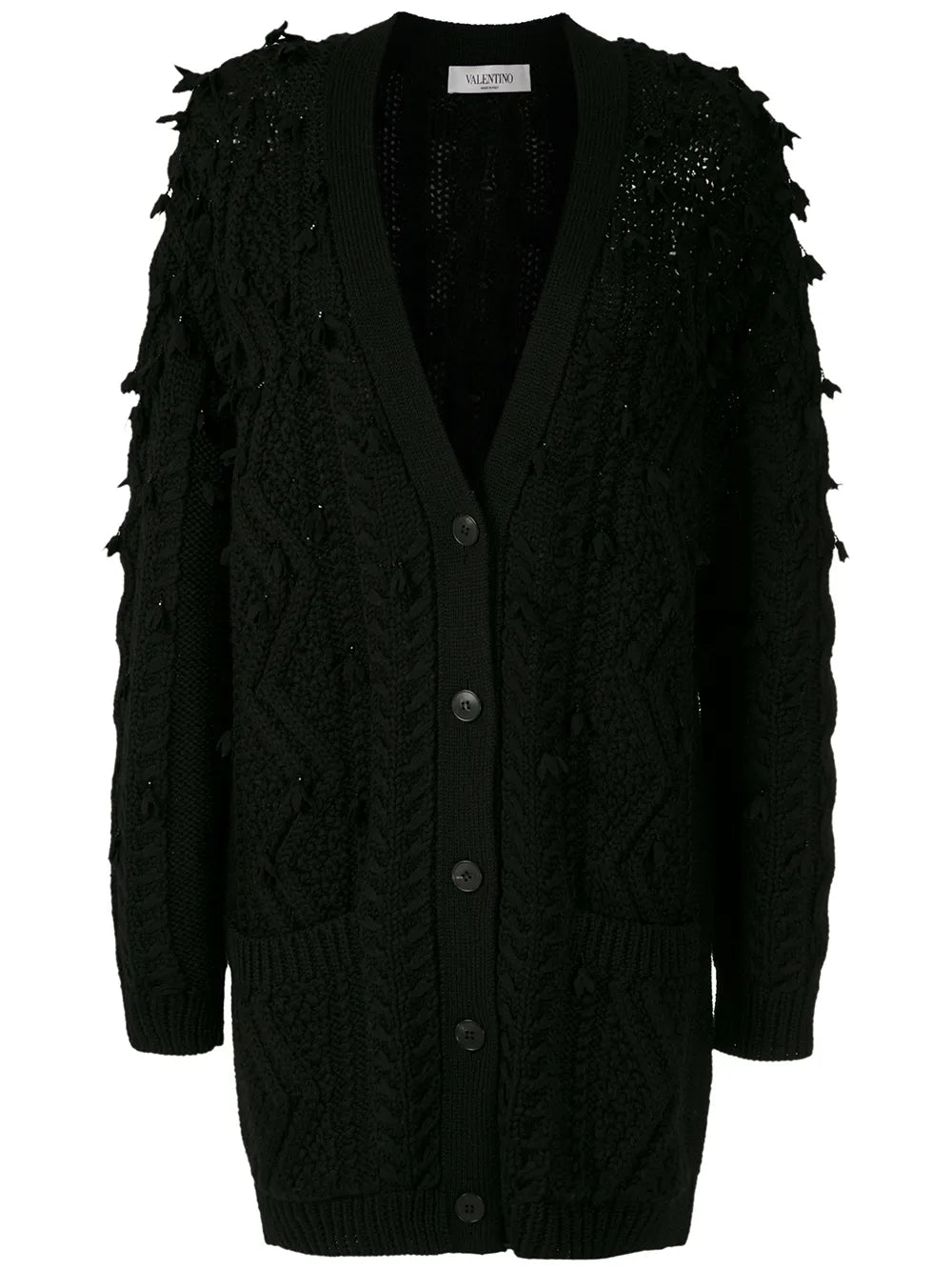 Valentino Garavani Oversized Tassel-Trim Cable-Knit Cardigan