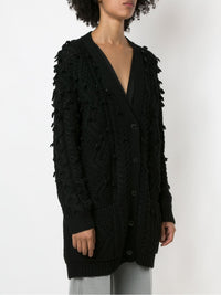 Valentino Garavani Oversized Tassel-Trim Cable-Knit Cardigan