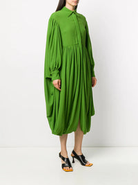 Valentino Garavani Gathered Hem Pleated Shirt Dress