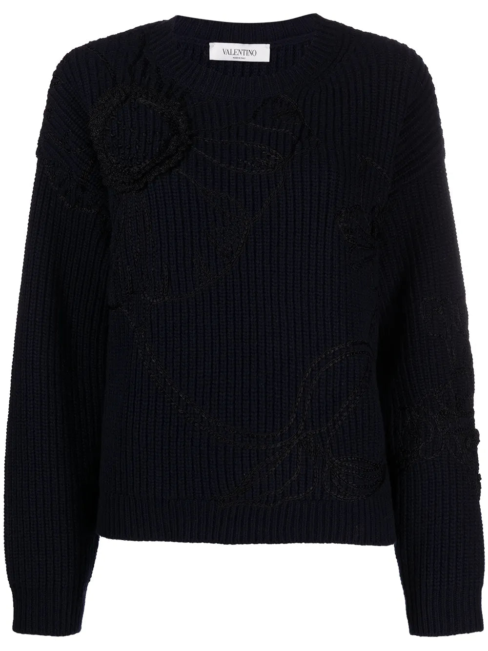Valentino Garavani Floral-Embroidered Knitted Jumper