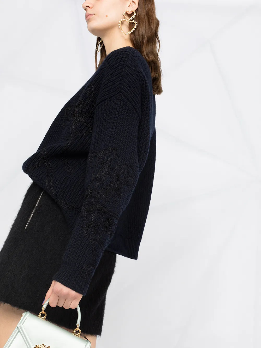 Valentino Garavani Floral-Embroidered Knitted Jumper