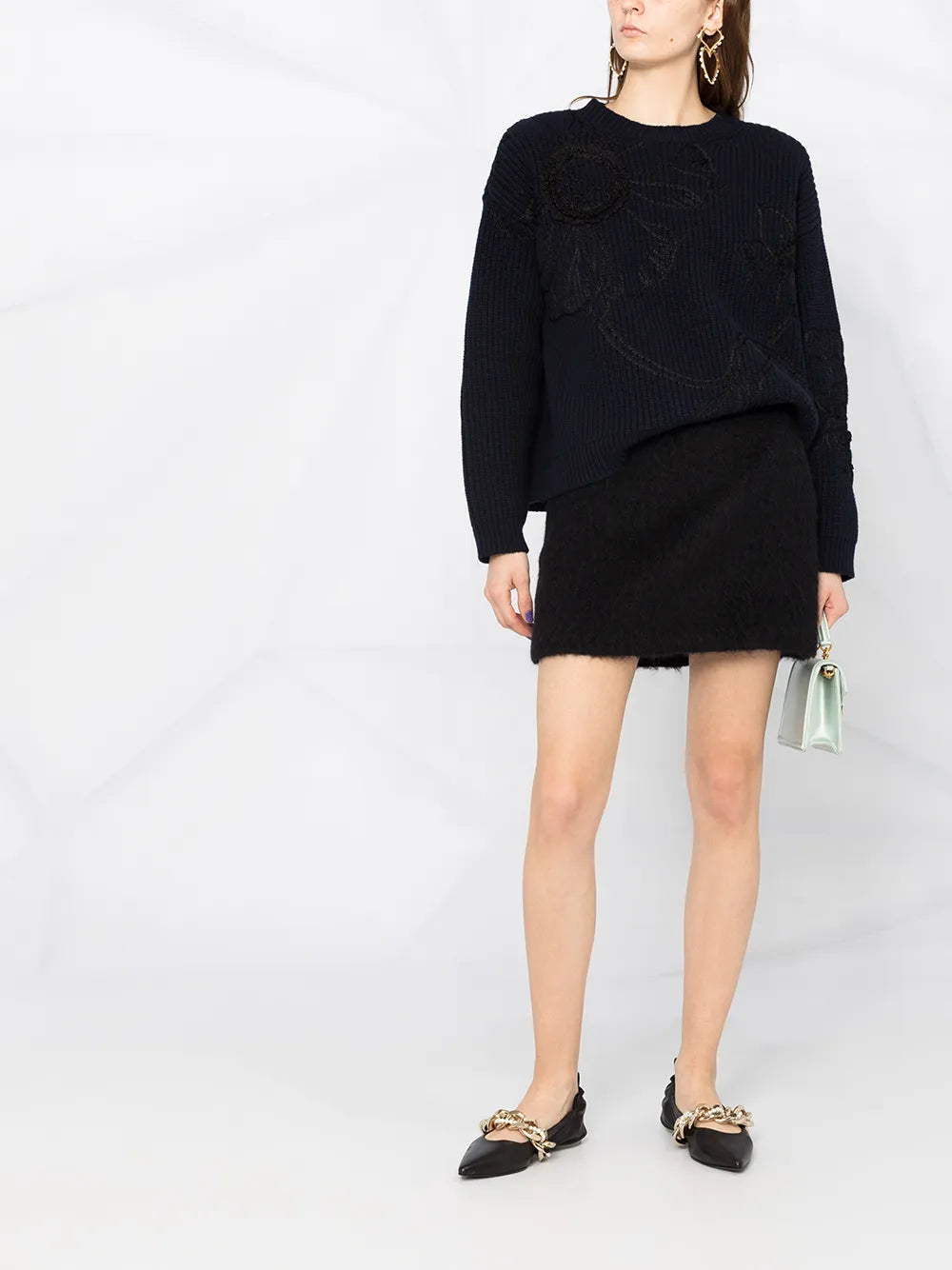 Valentino Garavani Floral-Embroidered Knitted Jumper