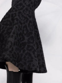Valentino Garavani Leopard Pattern Flared Knitted Skirt