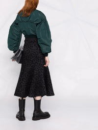 Valentino Garavani Leopard Pattern Flared Knitted Skirt