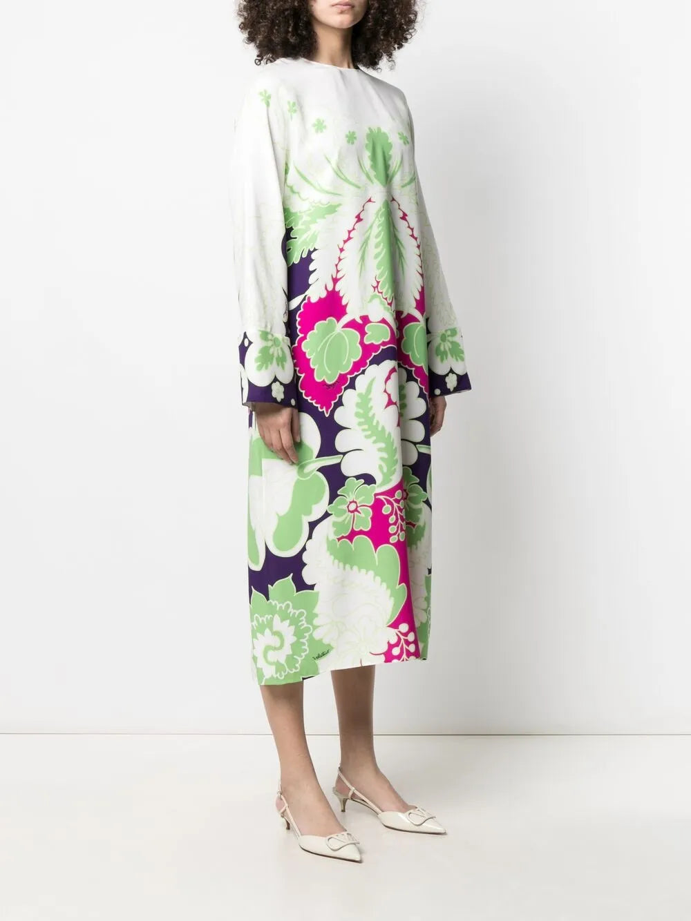 Valentino Garavani Floral Print Silk Midi Dress