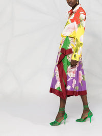 Valentino Garavani Pleated Floral-Print Midi Dress
