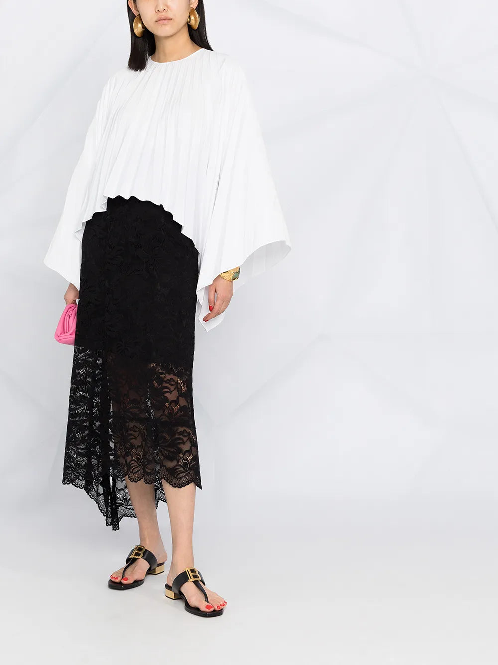 Valentino Garavani Pleated Bell-Sleeves Top