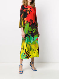 Valentino Garavani Monkey Forest Print Midi Dress