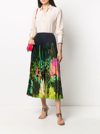 Valentino Garavani Pleated Floral-Print Skirt