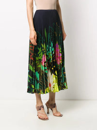 Valentino Garavani Pleated Floral-Print Skirt