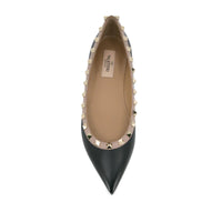 Valentino Garavani Rockstud Lace-Up Leather Ballerinas