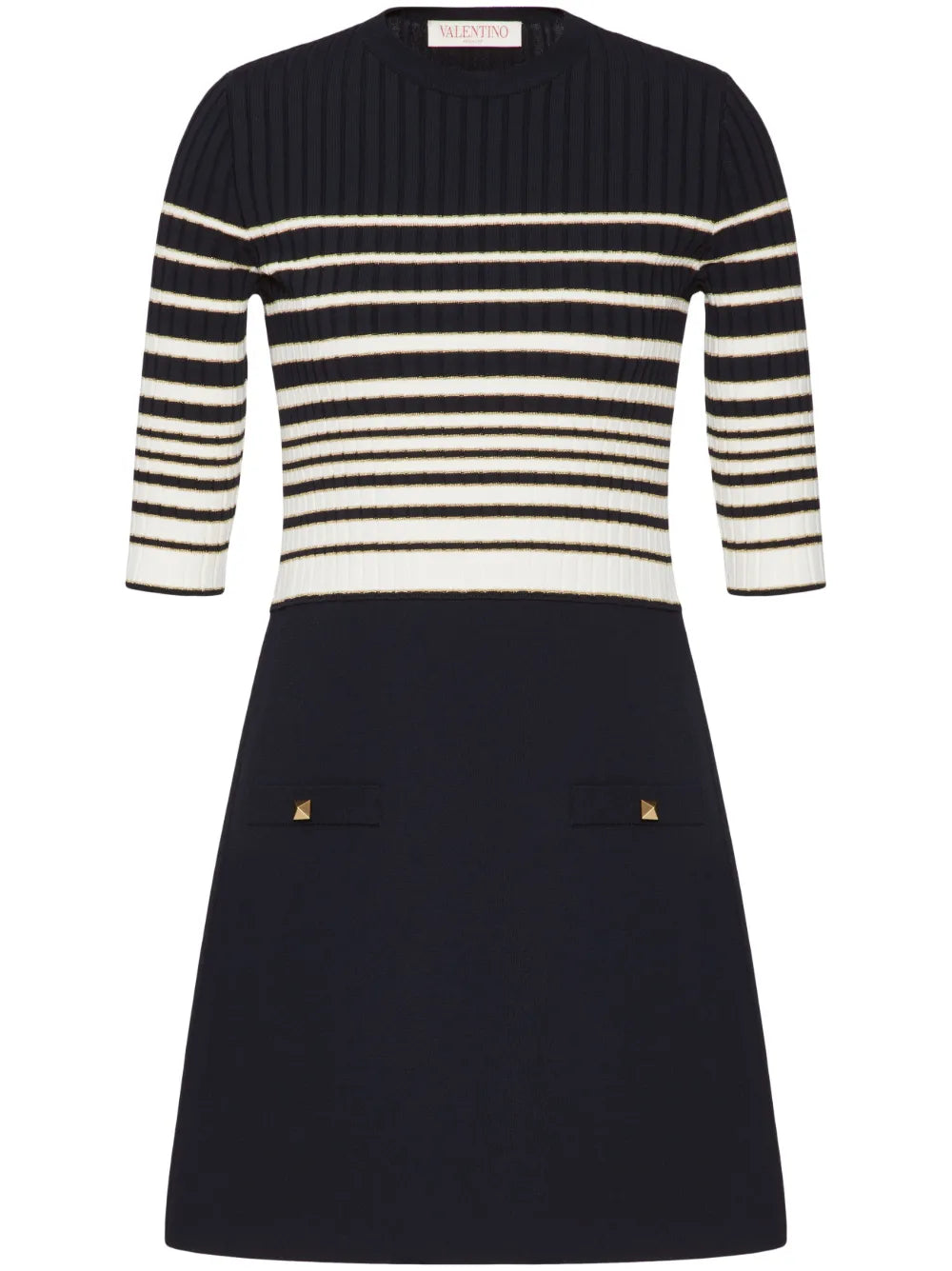 Valentino Striped Lurex Minidress Regular 4 (S) Blue