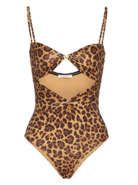 Valentino Animalier Leopard Cutout-Detail Swimsuit Regular 4 (S) Brown