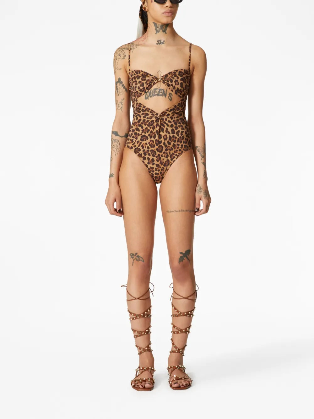 Valentino Animalier Leopard Cutout-Detail Swimsuit