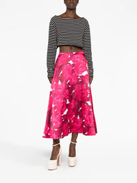 Valentino Garavani Blurred Rose-Print Skirt