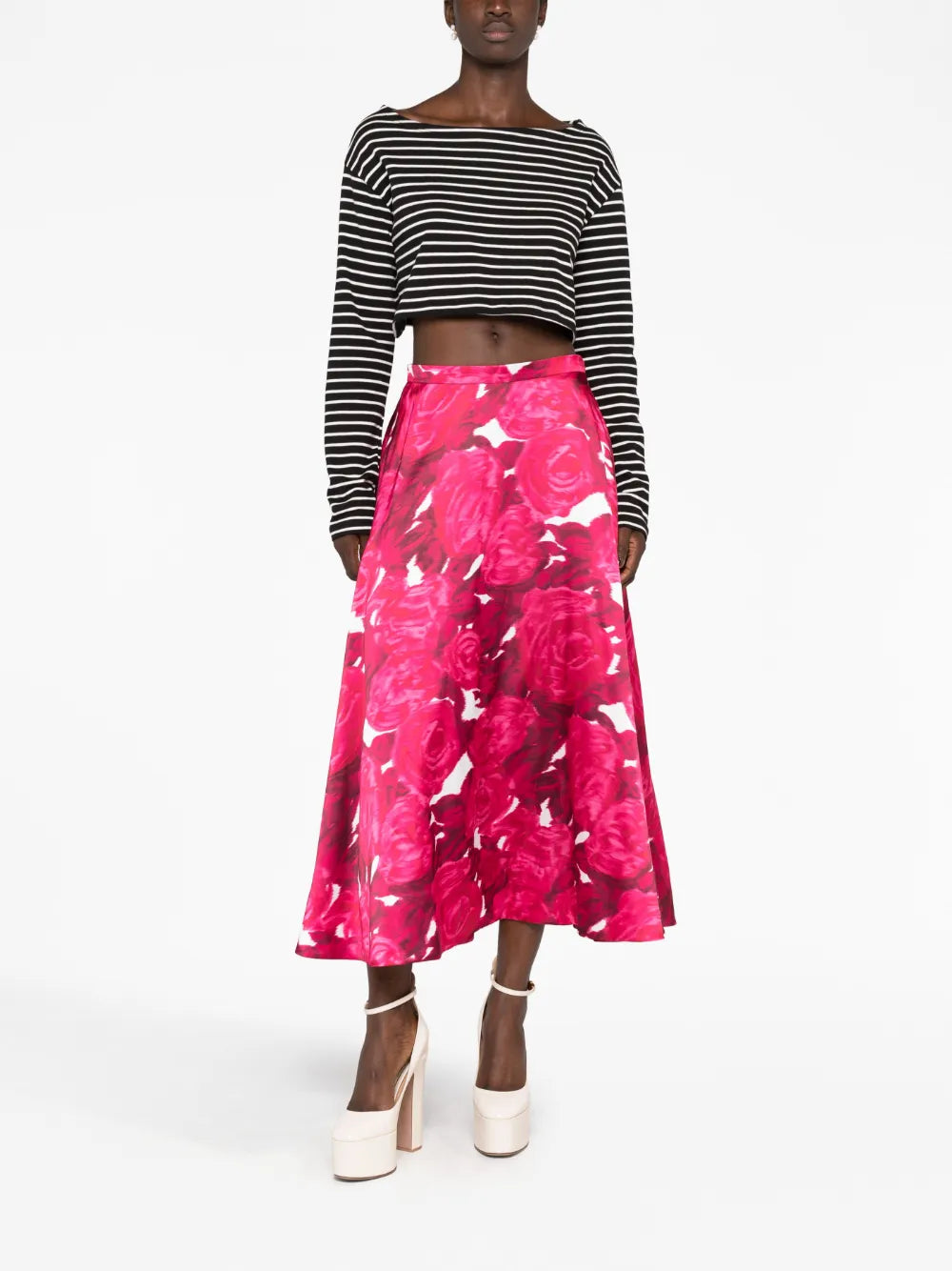 Valentino Garavani Blurred Rose-Print Skirt