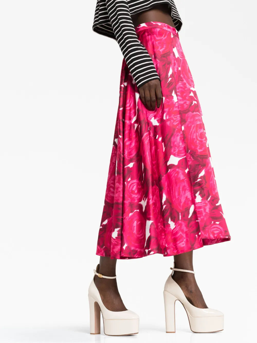 Valentino Garavani Blurred Rose-Print Skirt