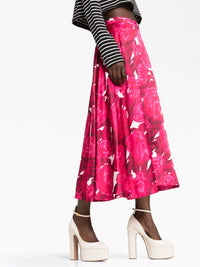 Valentino Garavani Blurred Rose-Print Skirt
