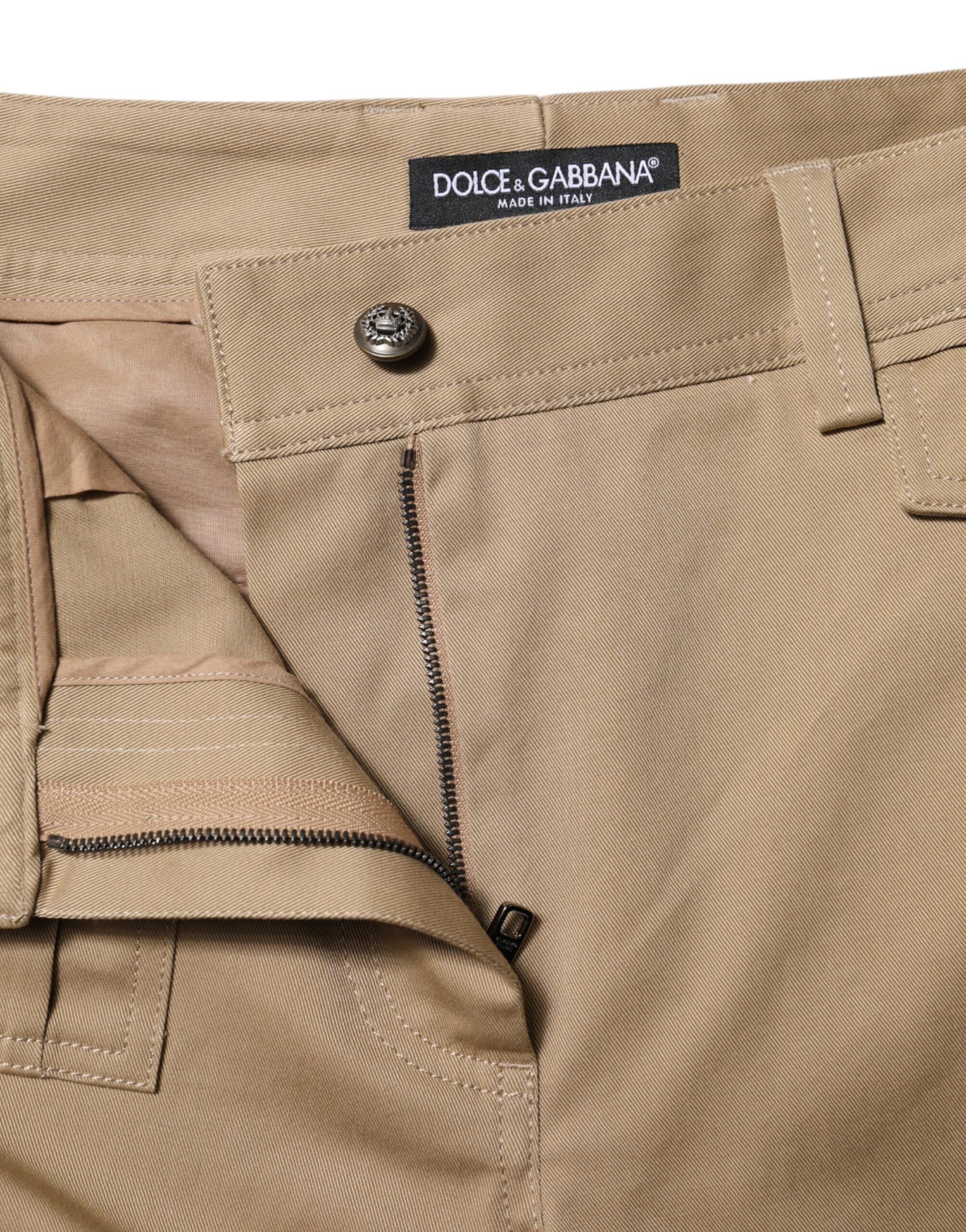 Dolce & Gabbana Beige Mid Waist Cargo Tapered Women's Pants