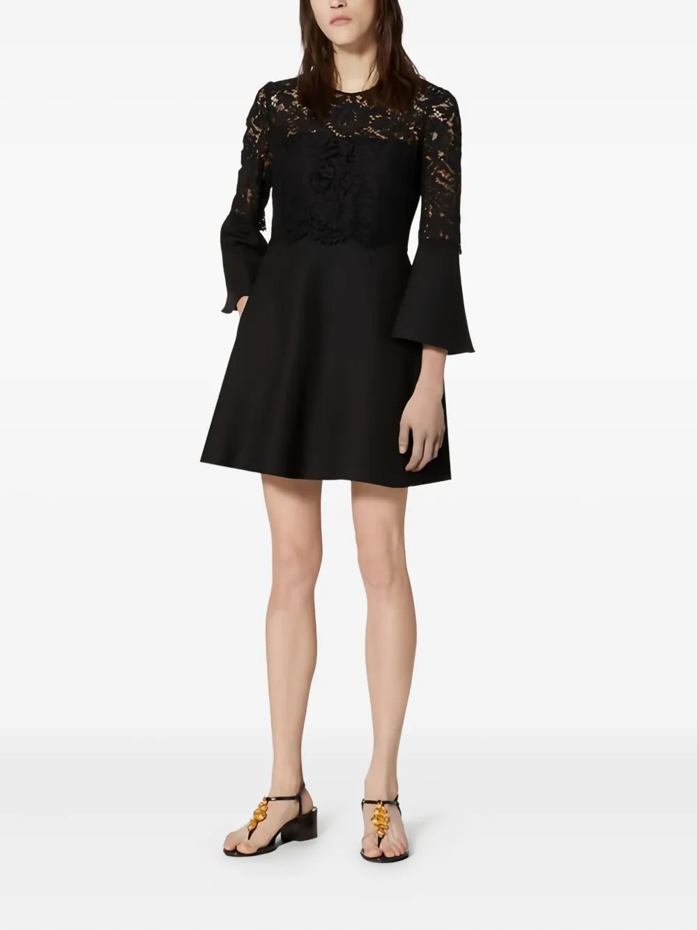 Valentino Garavani Lace-Paneled Flared Dress