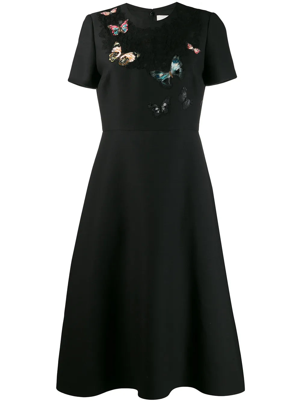 Valentino Butterfly-Embroidered Couture Lace Dress, Black, Women's, 6