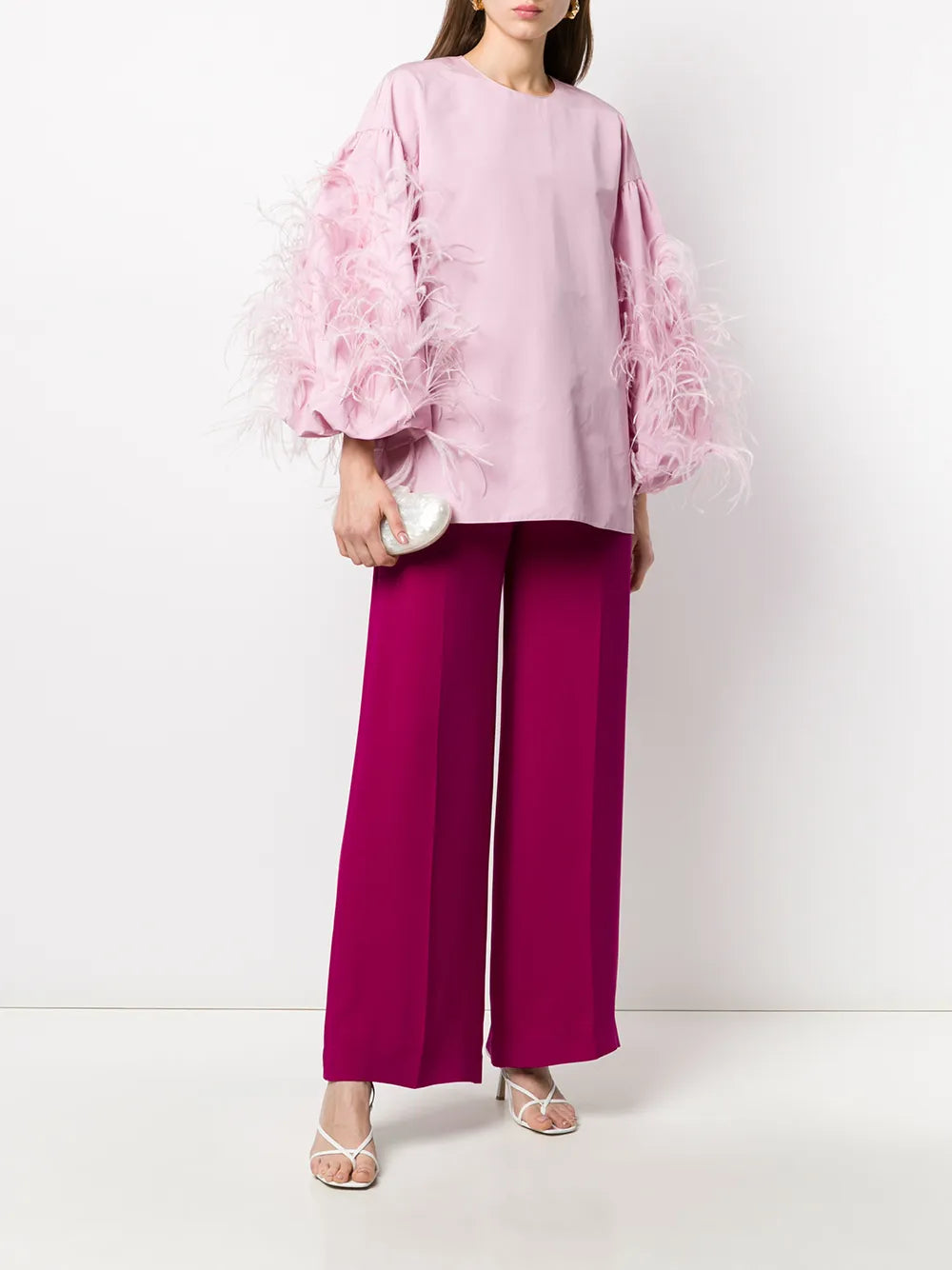 Valentino Garavani Feathered Sleeve Top