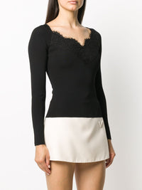 Valentino Garavani Lace-Trim Fitted Jumper