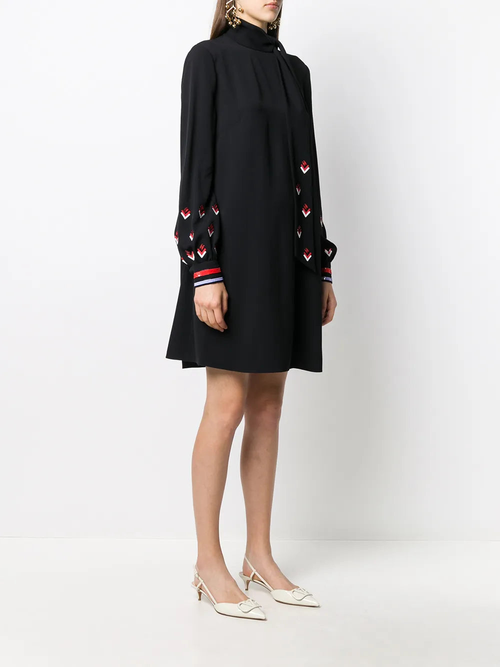 Valentino Garavani Sequin-Detail Long-Sleeve Dress