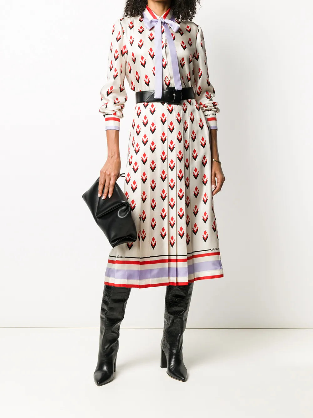 Valentino Garavani Pleated Graphic-Print Skirt